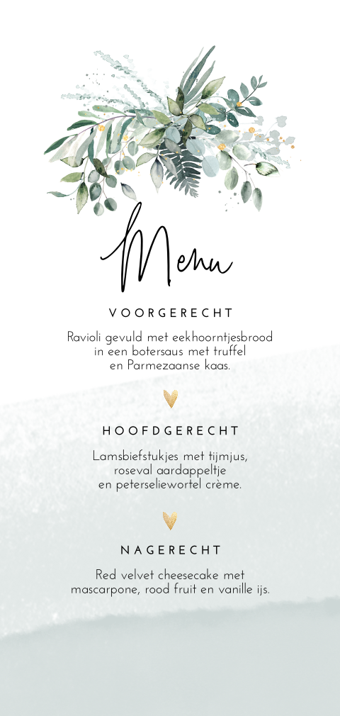 Botanische menukaart met watercolour