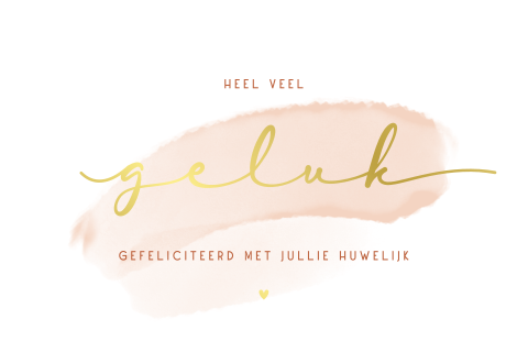 Stijlvolle en luxe felicitatiekaart huwelijk met echt goudfolie