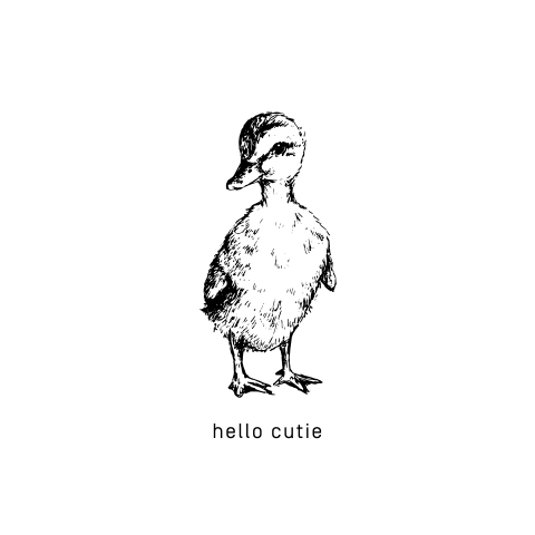 Muurcirkel hello cutie zwart-wit met eendje