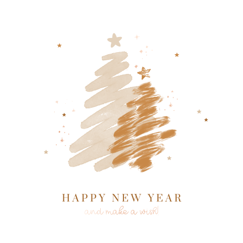Kerstkaart met kerstbomen en roséfolie