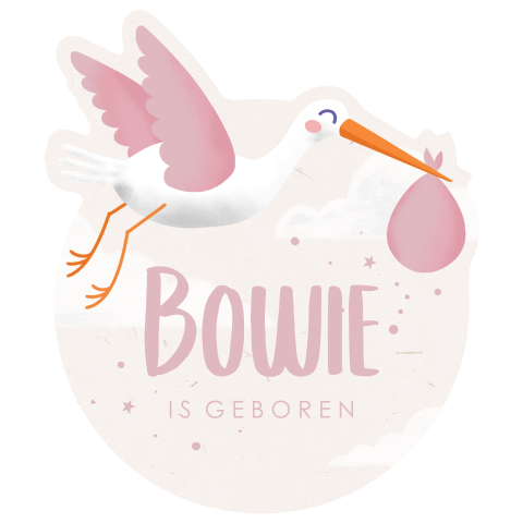 Geboortebord tuin ooievaar roze
