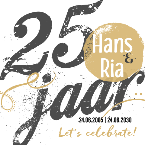 Stoere 25-jarig jubileumuitnodiging met gouden details