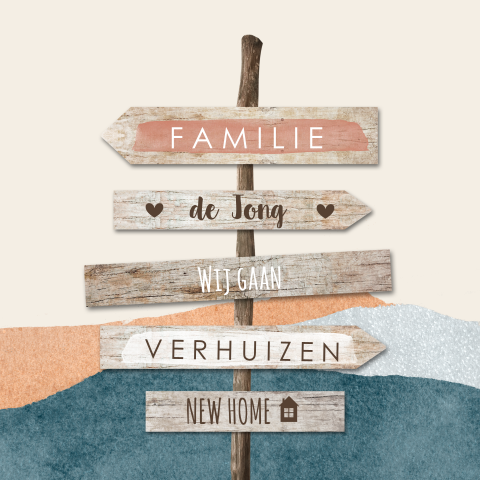 Originele verhuiskaart wegwijzer