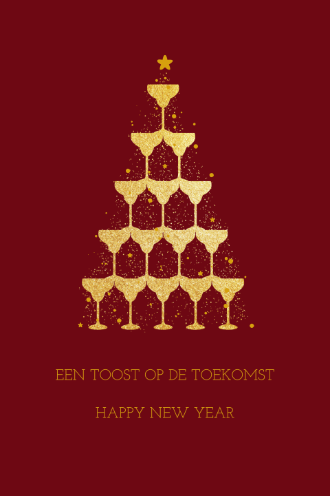 Feestelijke nieuwjaarskaart met champagne toren