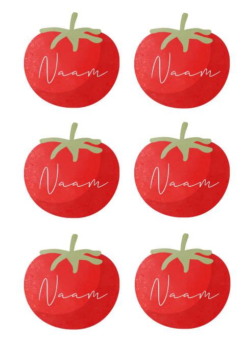 Naamkaartjes 21 Diner Tomaten Pizza Party