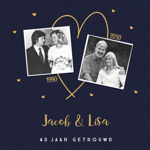 Uitnodiging 40-jarig jubileum met hartjes