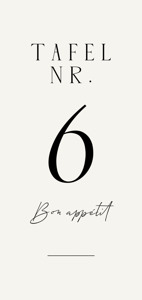 Klassiek tafelnummer met stijlvol schrift