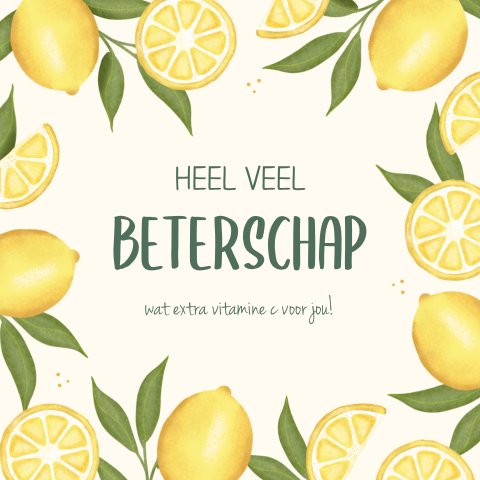 Wenskaart beterschap met citroenen