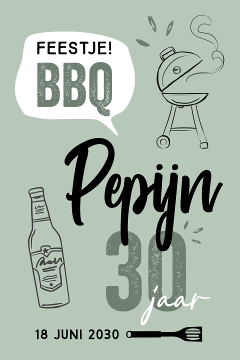 Bbq uitnodiging tuinfeest verjaardag man stoer