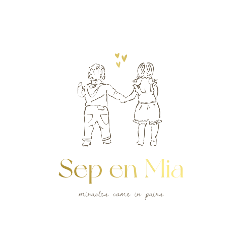 Tweeling geboortekaartje met lijntekening