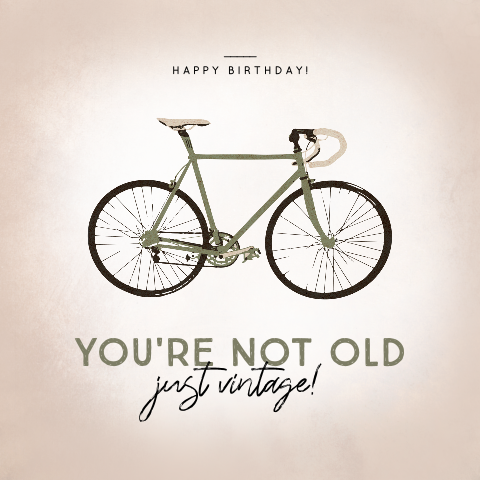 Wenskaart verjaardag man met vintage fiets