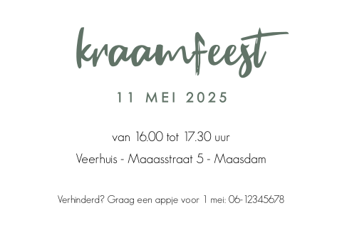 Stoer klein kraamfeest kaartje voor bij geboortekaart
