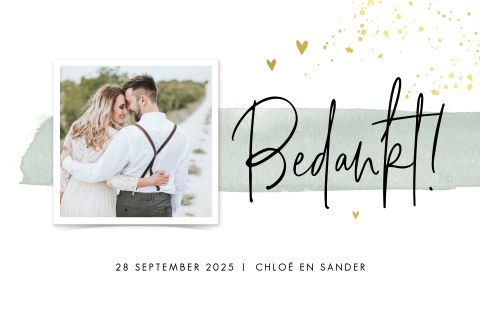 Trend bedankkaart met goudfolie