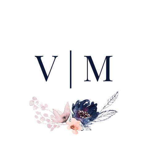Vierkant label voor trouwkaart met initialen en watercolour bloemen