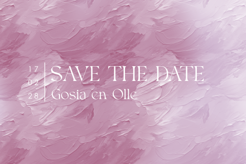 Save the date bruiloft in roze verf look