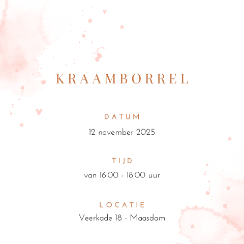 Kraamborrel uitnodiging met watercolour