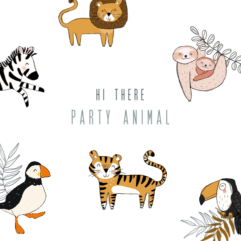Vrolijke wenskaart verjaardag jungle dieren