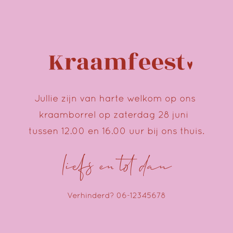 Klein kraamborrelkaartje met colorblocking en ronde hoeken