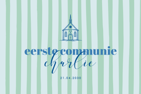 Groen gestreepte uitnodiging communie