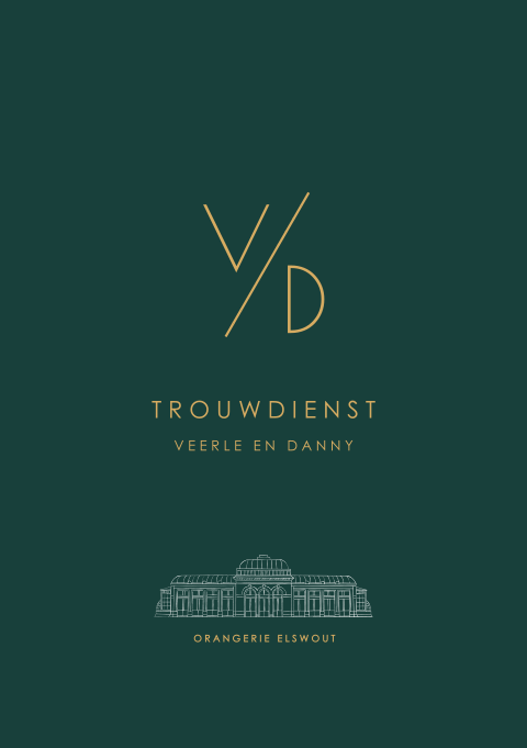 Stijlvol liturgie boekje voor trouwdienst met initialen
