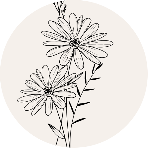Muurcirkel met getekende bloemen