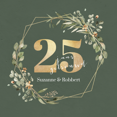 Botanische jubileum uitnodiging 25 jaar met geometrisch figuur