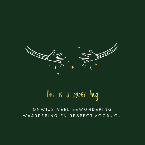 Kerstkaart met paper hug voor zorg medewerkers