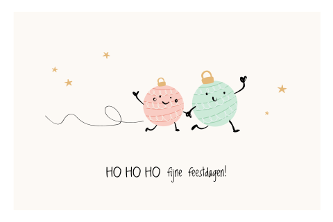 Grappige kerstkaart met kerstballen