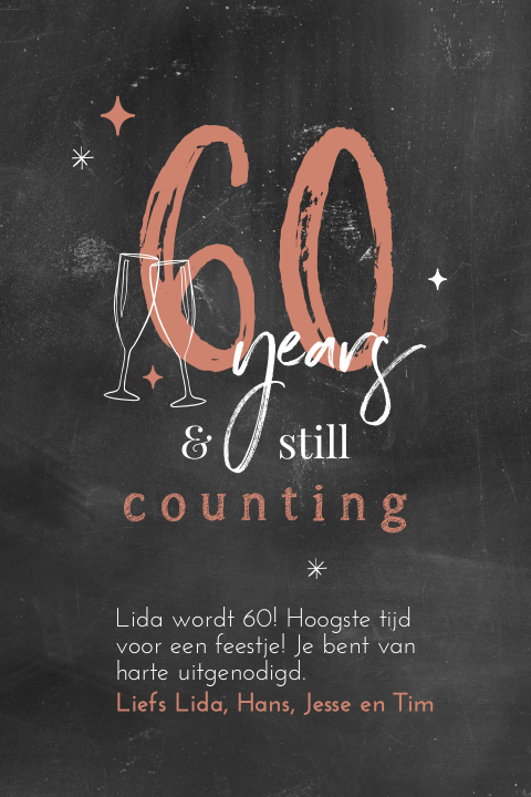 Uitnodiging voor 60ste verjaardag met krijtlook