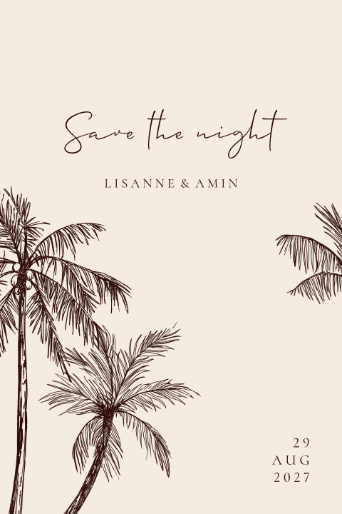 Save the night zomer bruiloft beige