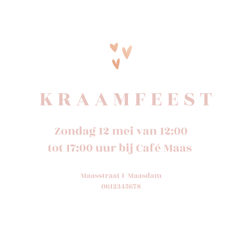 Kraamborrelkaartje met rosé uit floral collectie