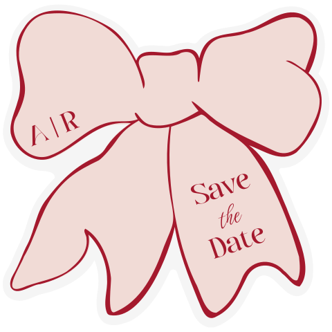 Save the date kaart bruiloft roze in strik vorm