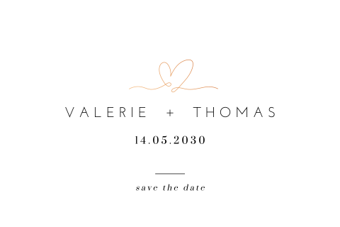 Save the date uitnodiging met koperfolie hartje