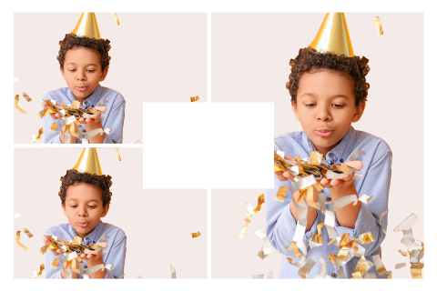 uitnodiging met foto collage zelf maken | liggend enkel