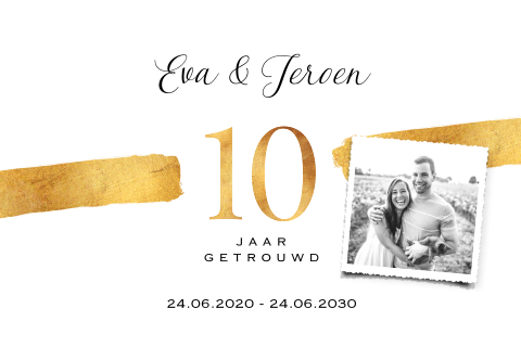 Jubileum uitnodiging stijlvol hip met goud