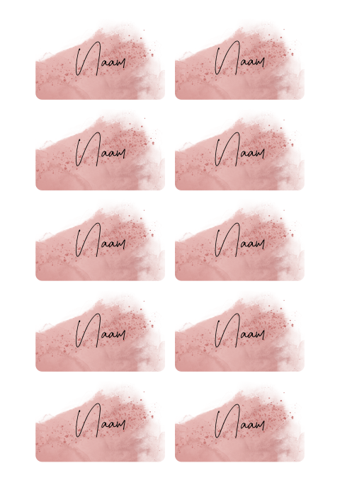 Naamkaartjes oudroze watercolor 21 diner