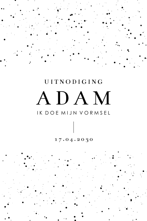 Uitnodiging voor Vormsel zwart-wit clean
