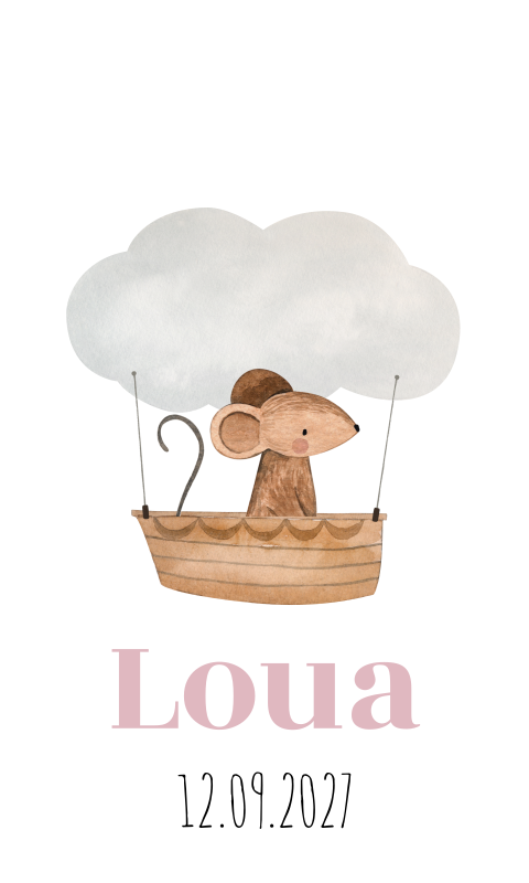 Doopsuiker label met muisje | 18 stuks