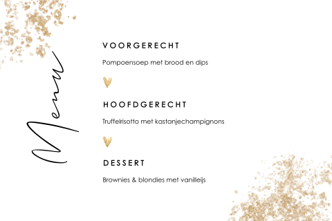 Menukaart 21 diner met goudlook spetters