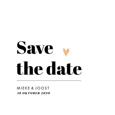 Koperfolie save the date met love statement