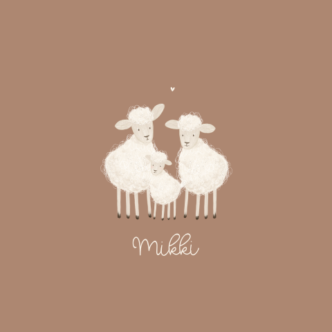Lief lente geboortekaartje voor meisje met schaapjes familie