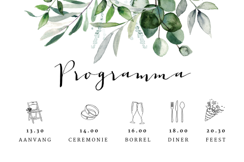 Programmakaart modern met Eucalyptus