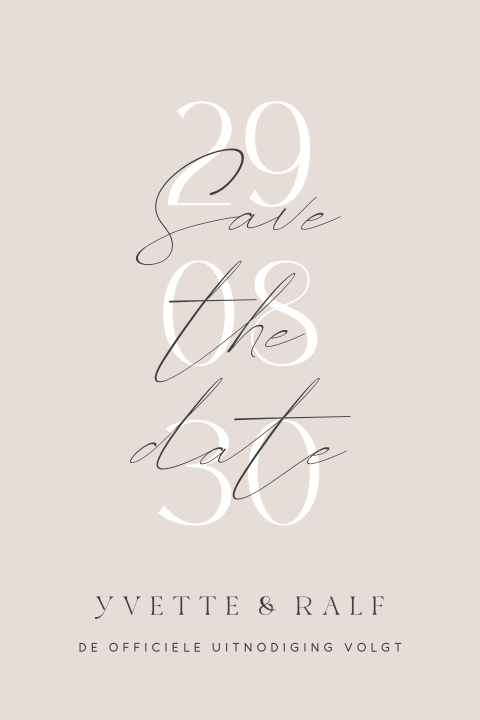 Stijlvolle save the date in beige 