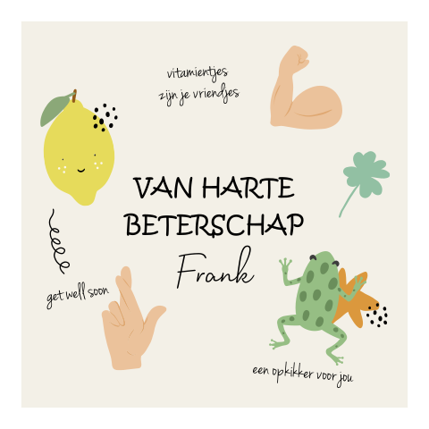 Wenskaart beterschap man