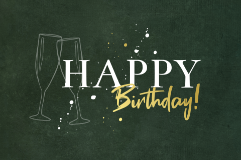 Felicitatiekaart met champagneglazen en goudfolie