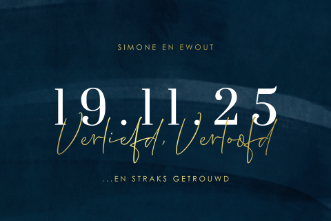 Stijlvolle verlovingskaart met datum groot
