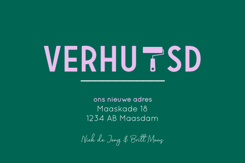 Verhuiskaart color blocking met verfroller
