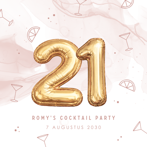 Cocktail party uitnodiging 21 jaar