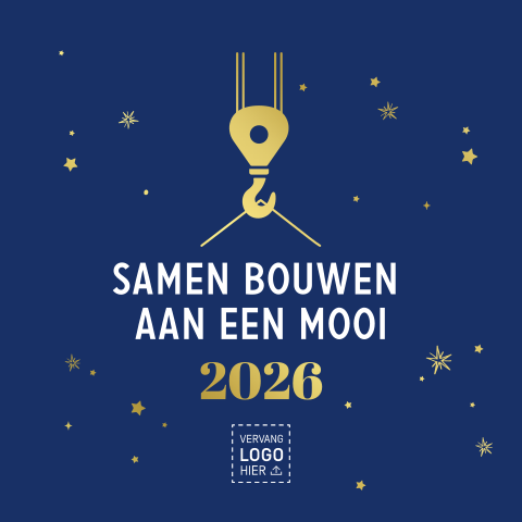 Zakelijke kerstkaart voor bouw met goudfolie