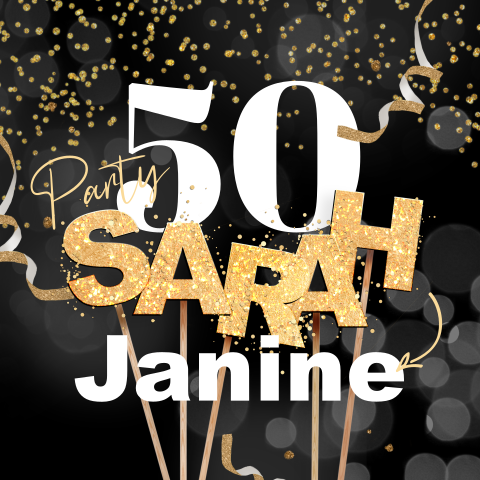 Feestelijke verjaardagsuitnodiging 50 jaar Sarah